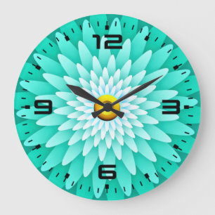 Grande Horloge Ronde Fleur bleue Mandala-68566