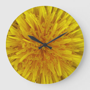 Grande Horloge Ronde Fleur Dandelion Jaune Aucun chiffre