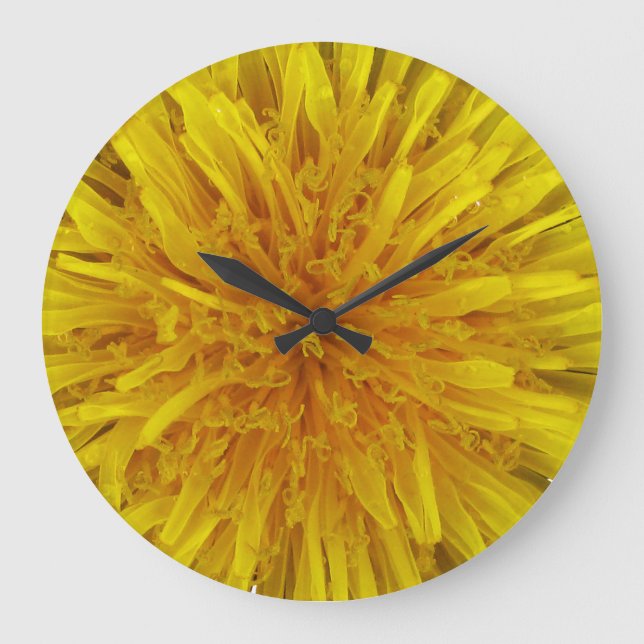 Grande Horloge Ronde Fleur Dandelion Jaune Aucun chiffre (Recto)