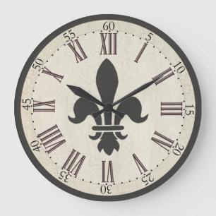 Grande Horloge Ronde Fleur de lis Clock