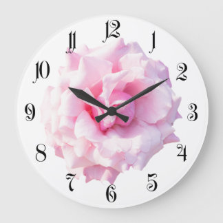 Grande Horloge Ronde Fleur de rose rose