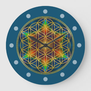 Grande Horloge Ronde FLEUR DE VIE - Fleur Fractale 1