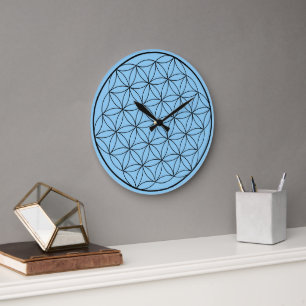 Grande Horloge Ronde Fleur de Vie holographique Géométrie sacrée