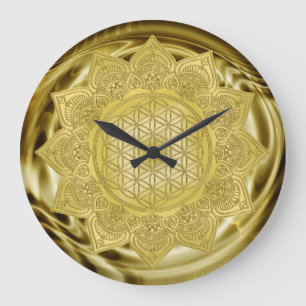 Grande Horloge Ronde Fleur De Vie - Indien Mandala 4