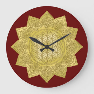 Grande Horloge Ronde Fleur De Vie - Indien Mandala 4