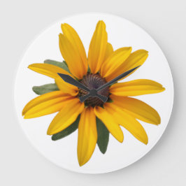 Grande Horloge Ronde Fleur Jaune Moderne Simple Noir Eyed Susan