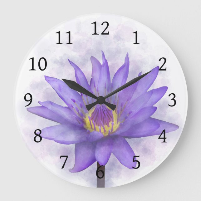Grande Horloge Ronde Fleur Nénuphar violette 7 (Recto)