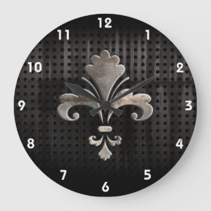 Grande Horloge Ronde Fleur rocailleux de lis