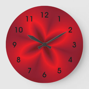 Grande Horloge Ronde Fleur rouge néon vibrante