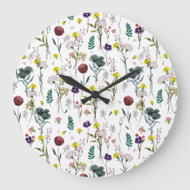 Grande Horloge Ronde Fleur Sauvage Vibrante
