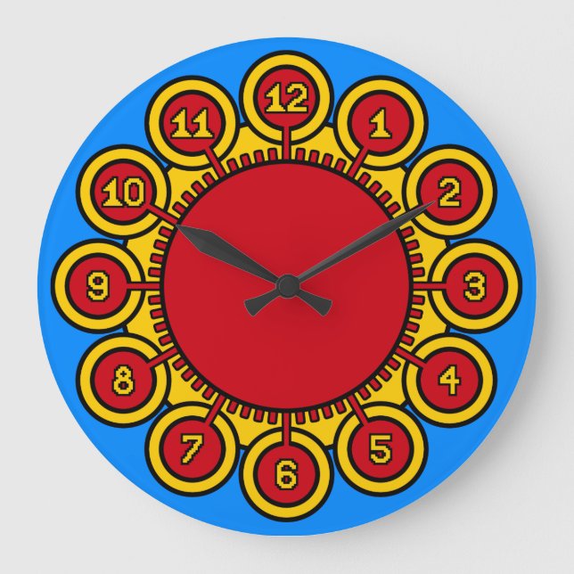 Grande Horloge Ronde Fleur solaire d'agitations (Recto)