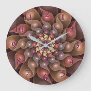 Grande Horloge Ronde Fleur surréaliste brillante Art fractal abstrait m