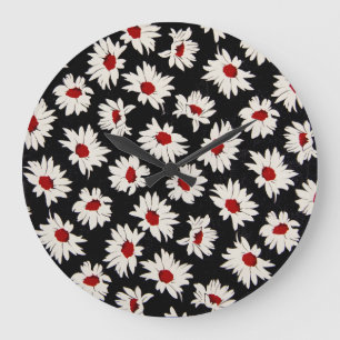 Grande Horloge Ronde Fleurs Abstraites, motif d'aquarelle d'art.