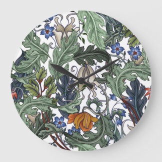 Grande Horloge Ronde Fleurs, art déco, moderne, sans soudure.