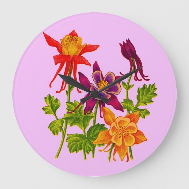 Grande Horloge Ronde fleurs de columbine (Recto)