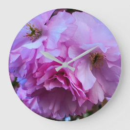 Grande Horloge Ronde Fleurs de fleurs de cerisier rose
