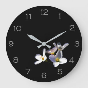 Grande Horloge Ronde Fleurs de la Cardamine Pratensis Nombre de gris cc