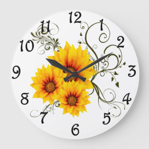 Grande Horloge Ronde Fleurs de soleil