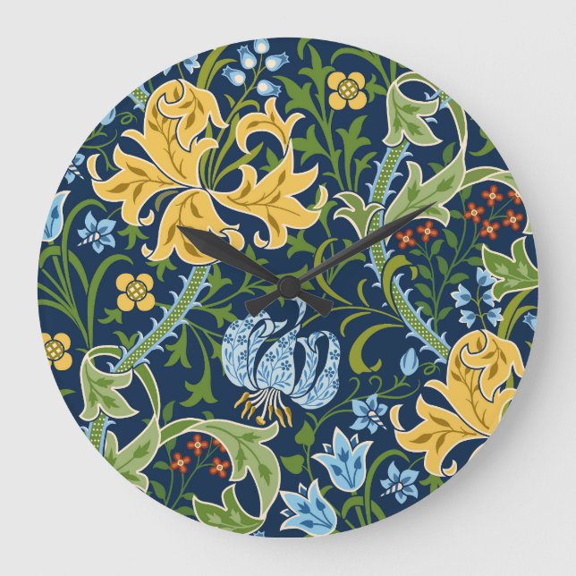 Grande Horloge Ronde Fleurs florales : Vert foncé Vintage (Recto)