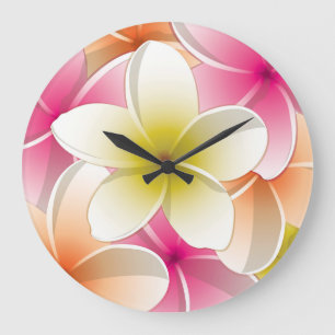 Grande Horloge Ronde Fleurs frangipaniennes lumineuses