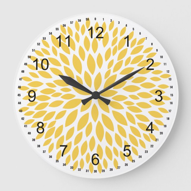 Grande Horloge Ronde Fleurs Jaunes Chic (Recto)