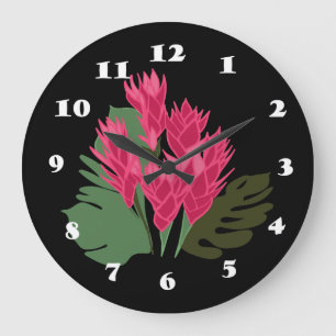 Grande Horloge Ronde Fleurs roses