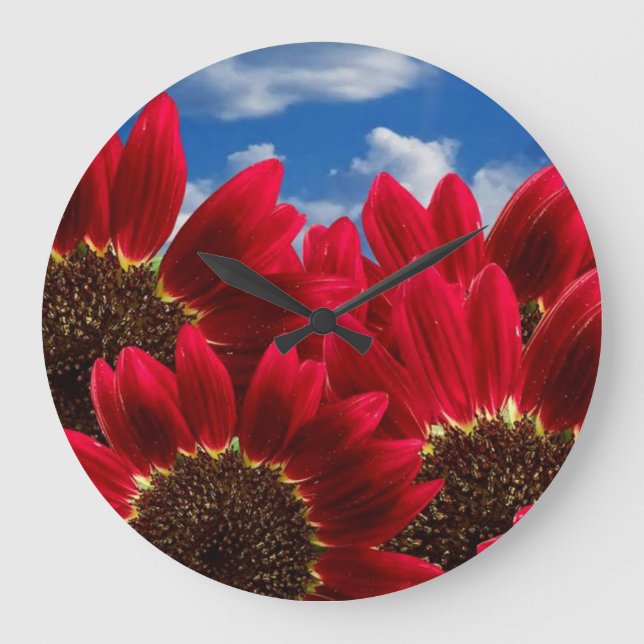Grande Horloge Ronde fleurs rouges (Recto)