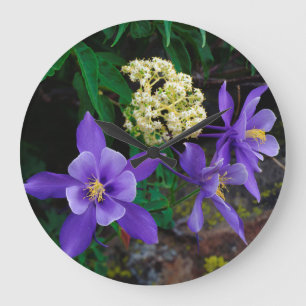 Grande Horloge Ronde Fleurs sauvages de colombine mutante