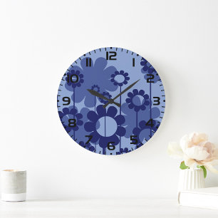 Grande Horloge Ronde Fleurs violettes