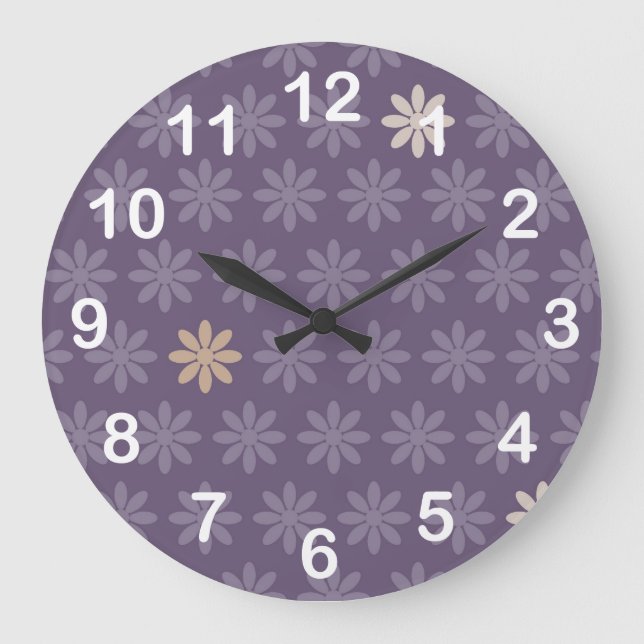 Grande Horloge Ronde Fleurs violettes (Recto)