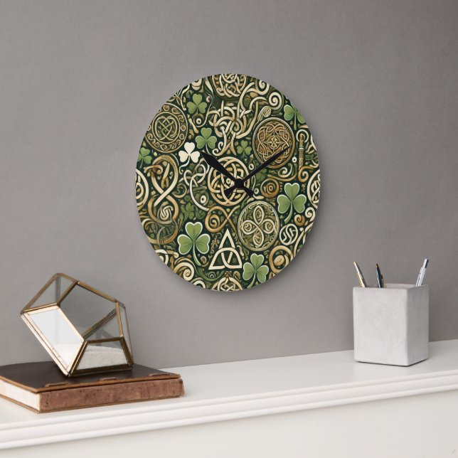 Grande Horloge Ronde Floraison Celtique (Bureau)