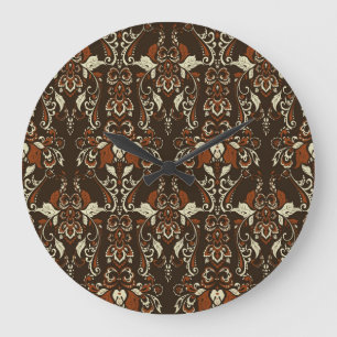 Grande Horloge Ronde Floral baroque : Papier peint Vintage classique