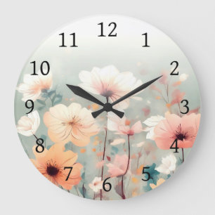Grande Horloge Ronde Floral Orange Flowers Design 312
