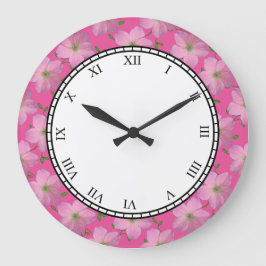 Grande Horloge Ronde Floral Pink Garden Flowers
