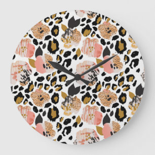 Grande Horloge Ronde Floral, poster de animal, motif sans soudure.