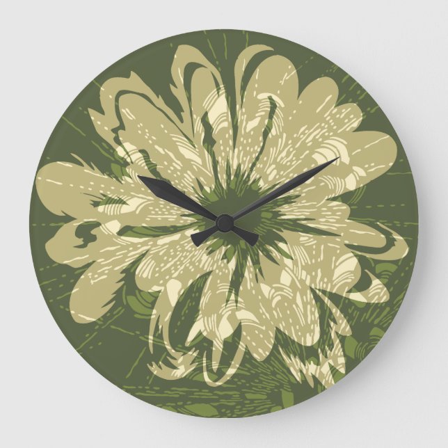 Grande Horloge Ronde Floral psychédélique vintage de Verseau (Recto)