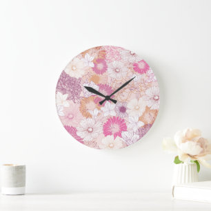 Grande Horloge Ronde Floral sans joint