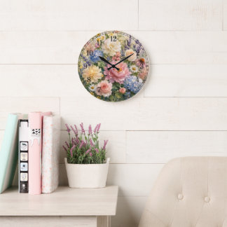 Grande Horloge Ronde Floral Wall Clock — Botanical Design
