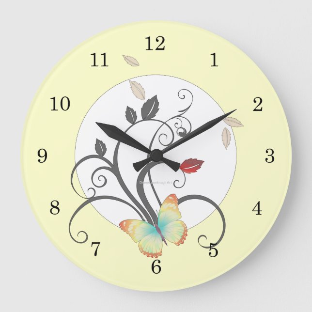 Grande Horloge Ronde Flower Art Deco Wall Clock (Recto)