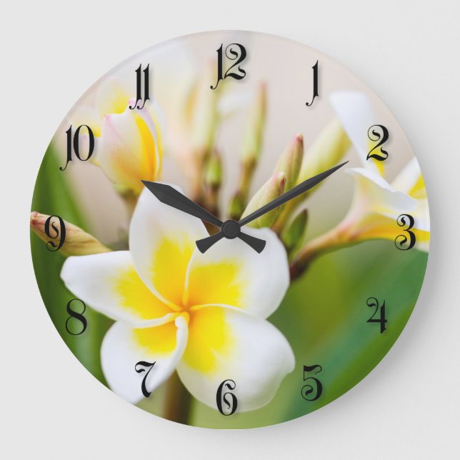 Grande Horloge Ronde Flower blanc tropical (Recto)