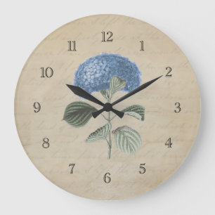 Grande Horloge Ronde Flower bleu