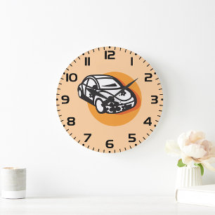 Grande Horloge Ronde Flower Power Car Cute Hippie Style