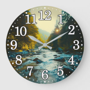Grande Horloge Ronde Flower River Nature Paysage Forêt extérieure