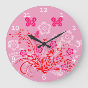 Grande Horloge Ronde Flowers and Butterflies Clocks
