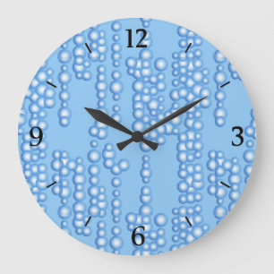 Grande Horloge Ronde Flux de bulles, tons bleu clair