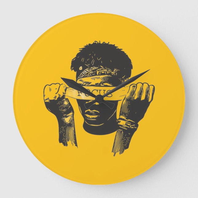 Grande Horloge Ronde Focus Blindfold Motivational Street Art Illustrati (Recto)