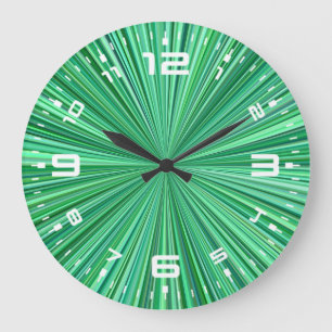 Grande Horloge Ronde Fond à rayures radiales bleues-23156