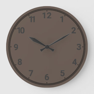 Grande Horloge Ronde Fond brun chocolat