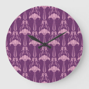 Grande Horloge Ronde Fond d'écran floral violet rose