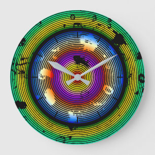 Grande Horloge Ronde Fonds abstraits circulaires